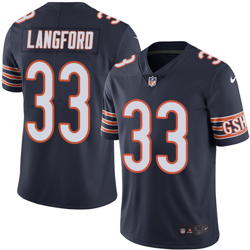 Men's Elite Jeremy Langford Nike Jersey Navy Blue - #33 Rush NFL Chicago Bears